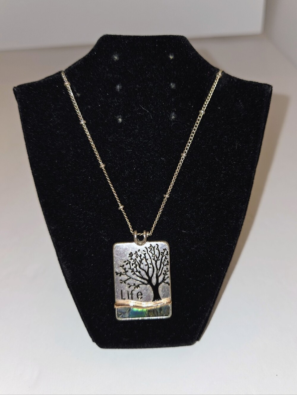 Tree of Life Pendant Necklace - Silver with Iridescent Accent